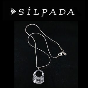 Silpada Retired Sterling Silver Floral Basket Pendant Wheat Chain Necklace